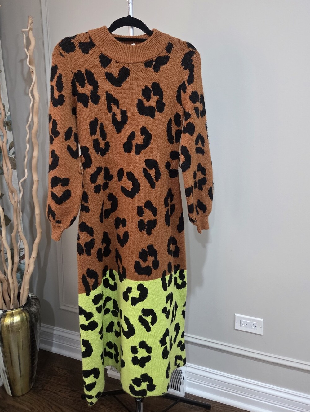 Farm × Anthropologie Cheetah Print Knit Sweater Dress Sz.XXS (Without Belt) - Picture 2 of 10